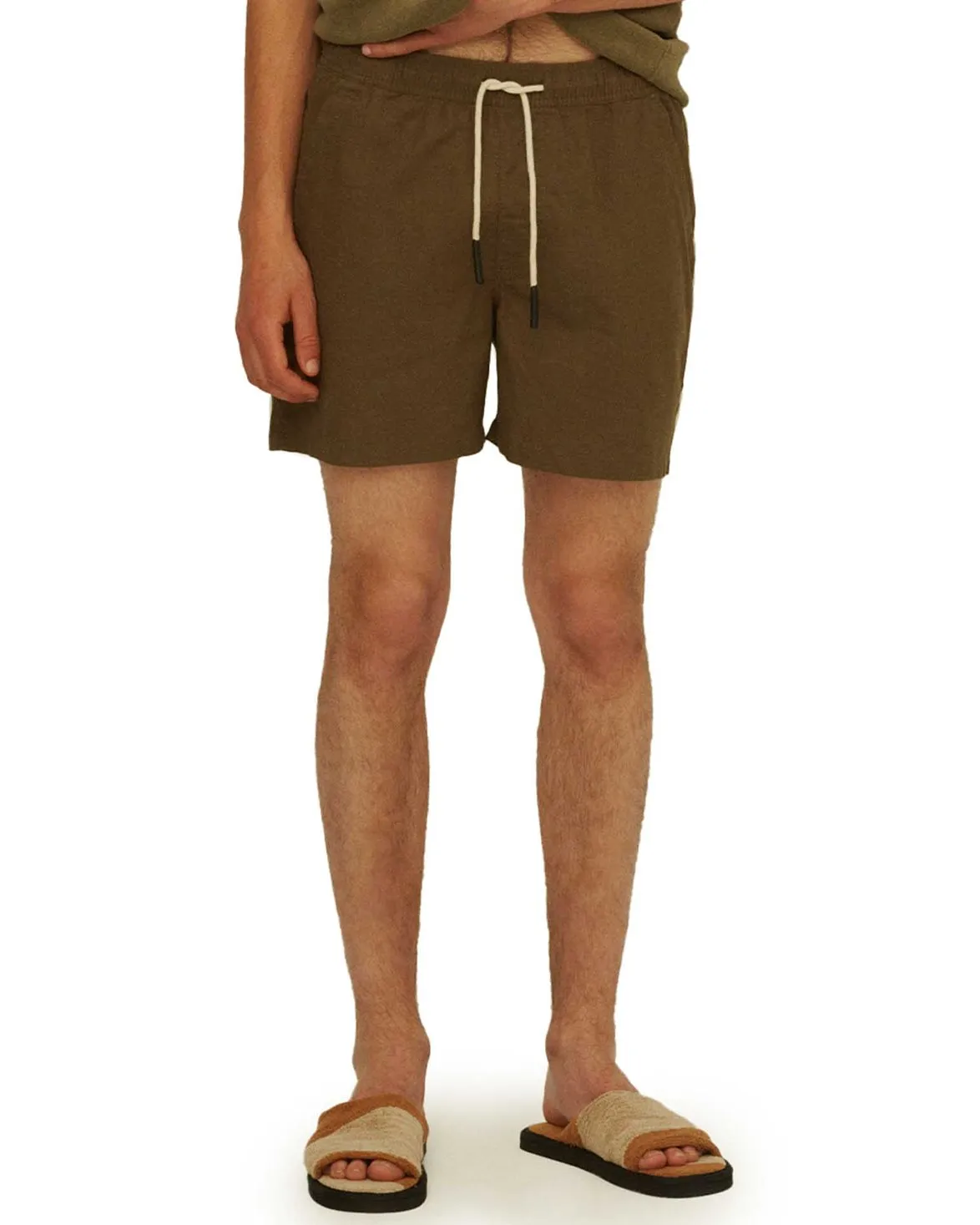 Linen Shorts in Army Green by OAS