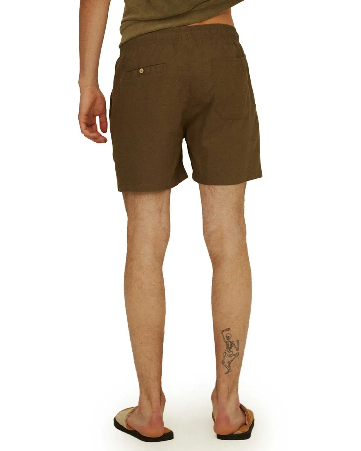 Linen Shorts in Army Green by OAS