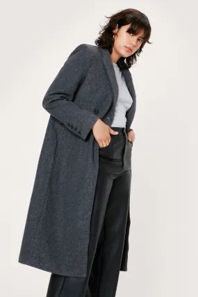 Longline Double Breasted Coat in Faux Wool