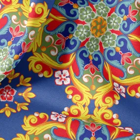 Mandala Sun Face Print Linen Fabric For Bedding, Curtains, Clothing - Ethnic Print Linen By The Yard or Meter