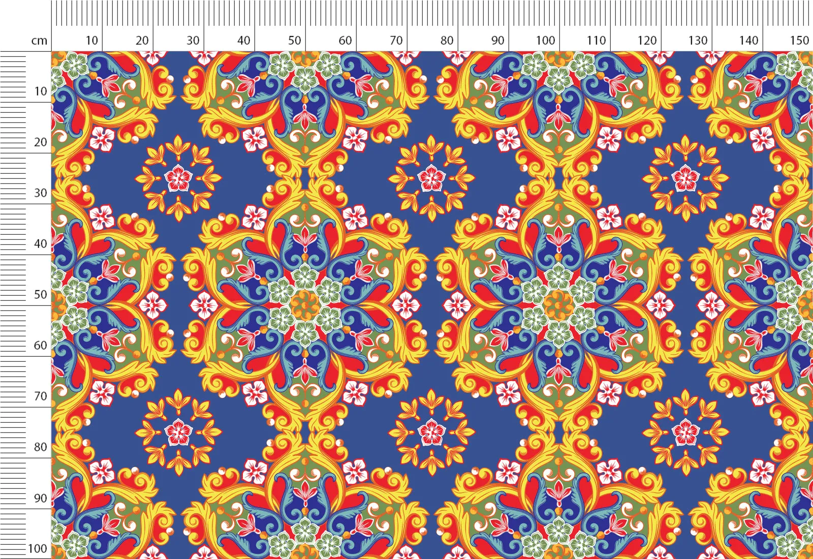 Mandala Sun Face Print Linen Fabric For Bedding, Curtains, Clothing - Ethnic Print Linen By The Yard or Meter