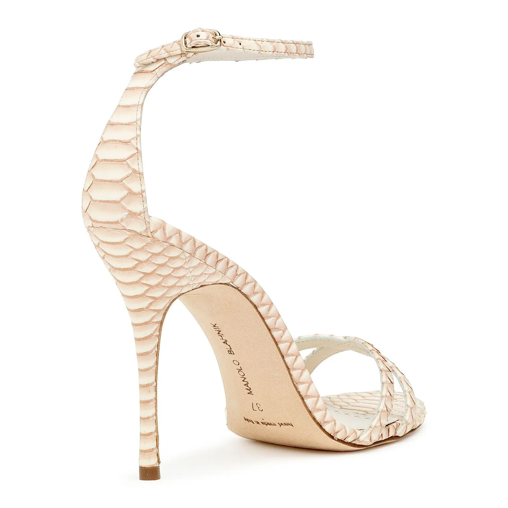 Manolo Blahnik Beige Degrade Snake Sandals