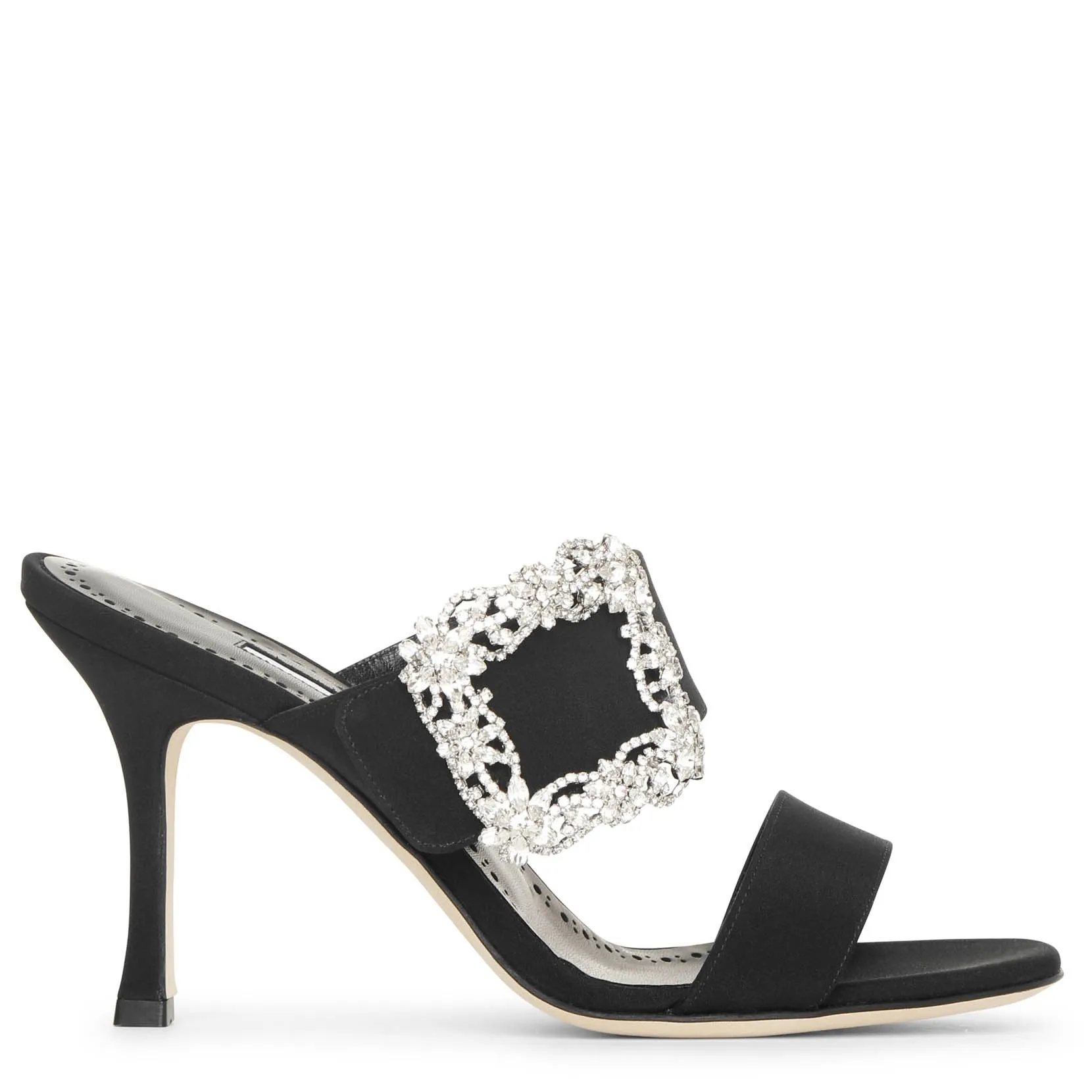 Manolo Blahnik Black Crepe Mule Sandals