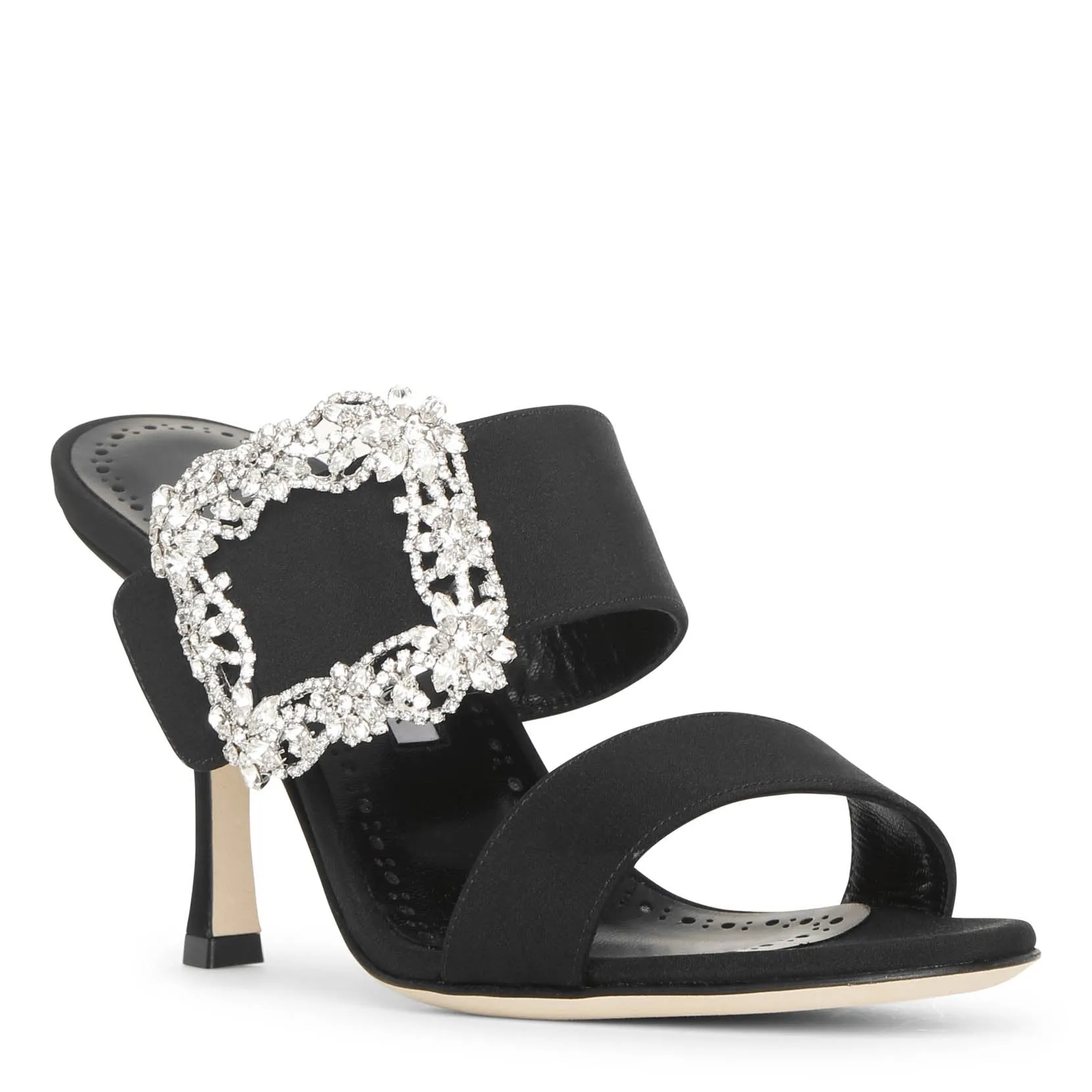 Manolo Blahnik Black Crepe Mule Sandals