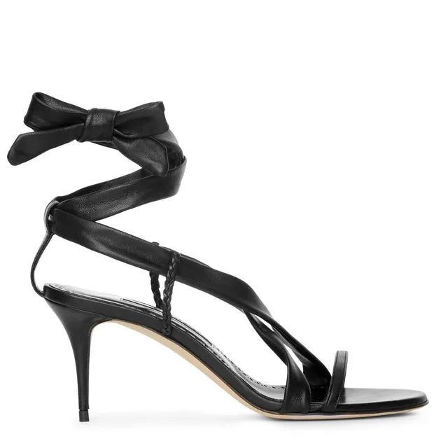 Manolo Blahnik Black Nappa Sandals