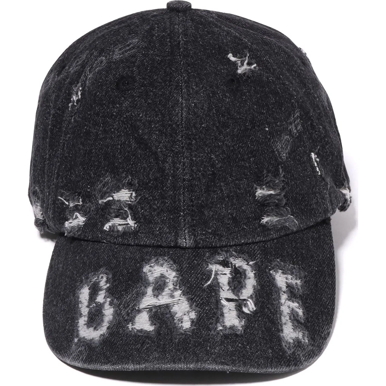 Mens Distressed Denim Logo Cap