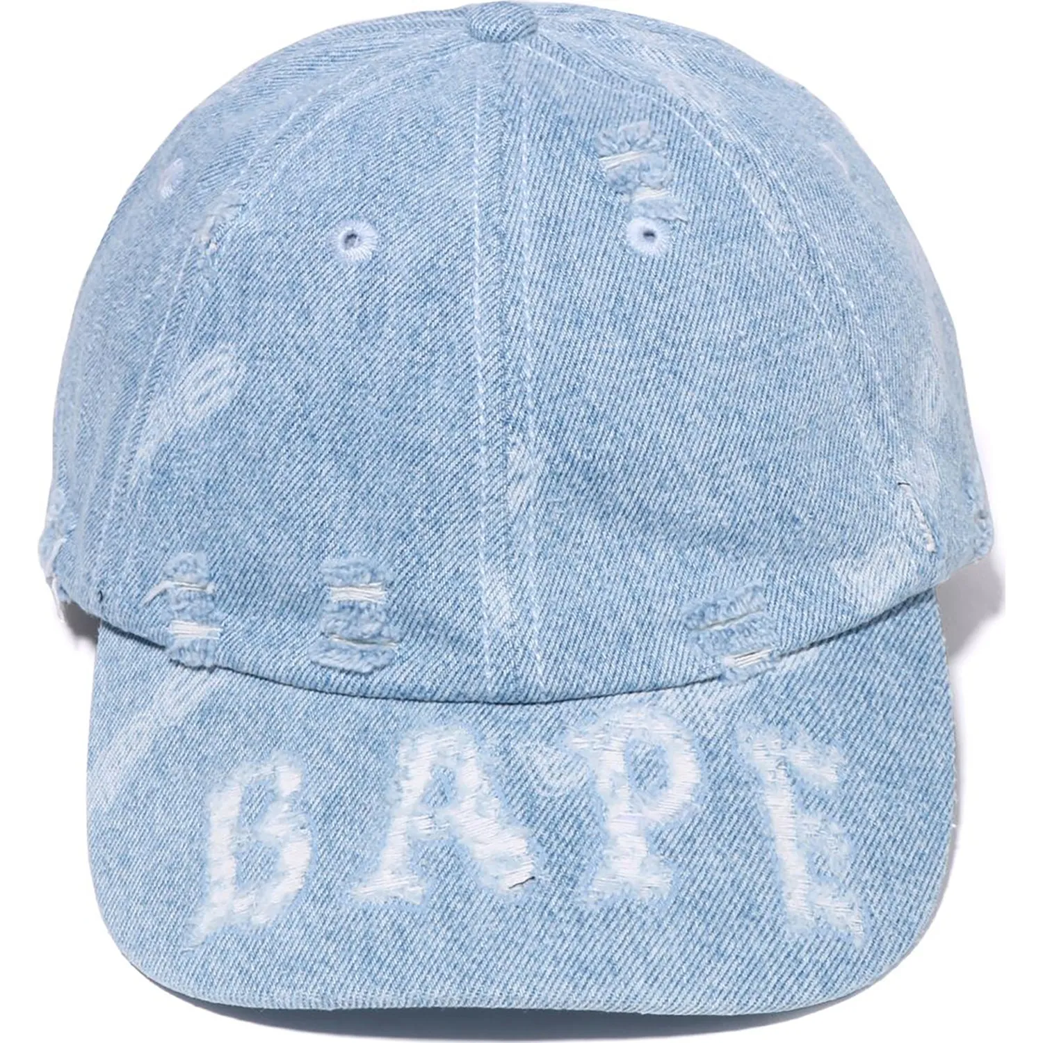 Mens Distressed Denim Logo Cap