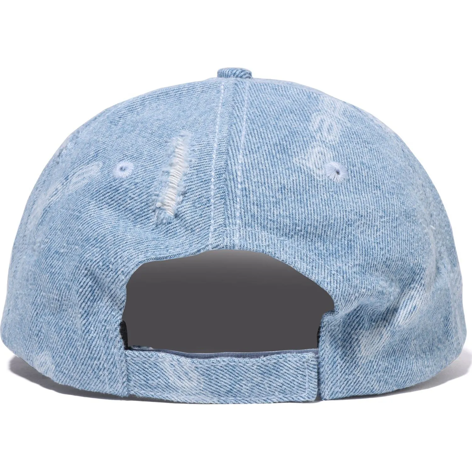 Mens Distressed Denim Logo Cap