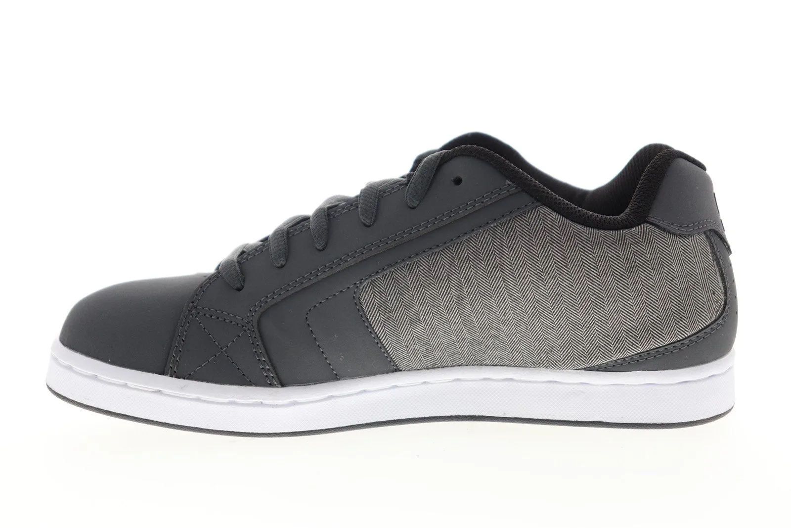 Mens Gray Leather Skate Sneakers Shoes - DC Net SE 302297 - Lace Up