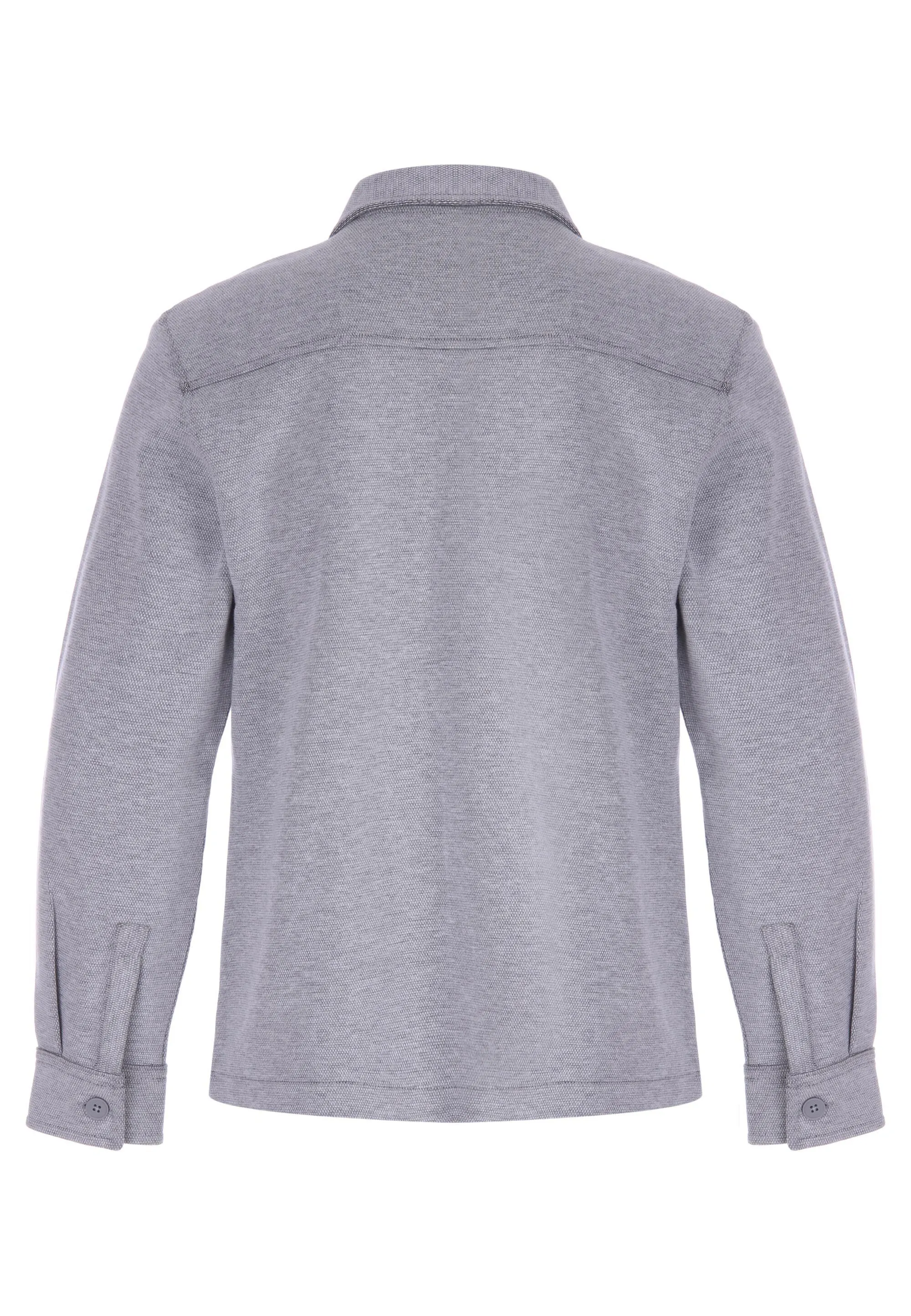 Men's Grey Textured Sweatshirt Jacket