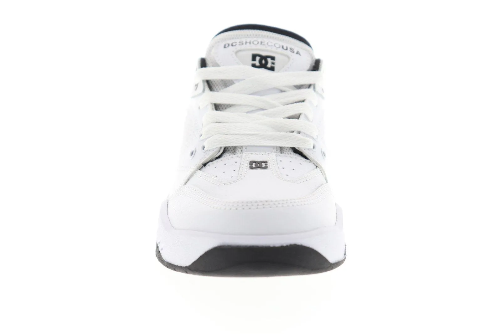 Mens White Leather Lace Up Skate Sneakers Shoes for DC Maswell ADYS100473