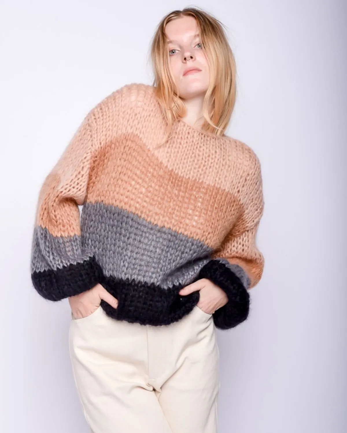 Camel and Grey Mohair Sweater