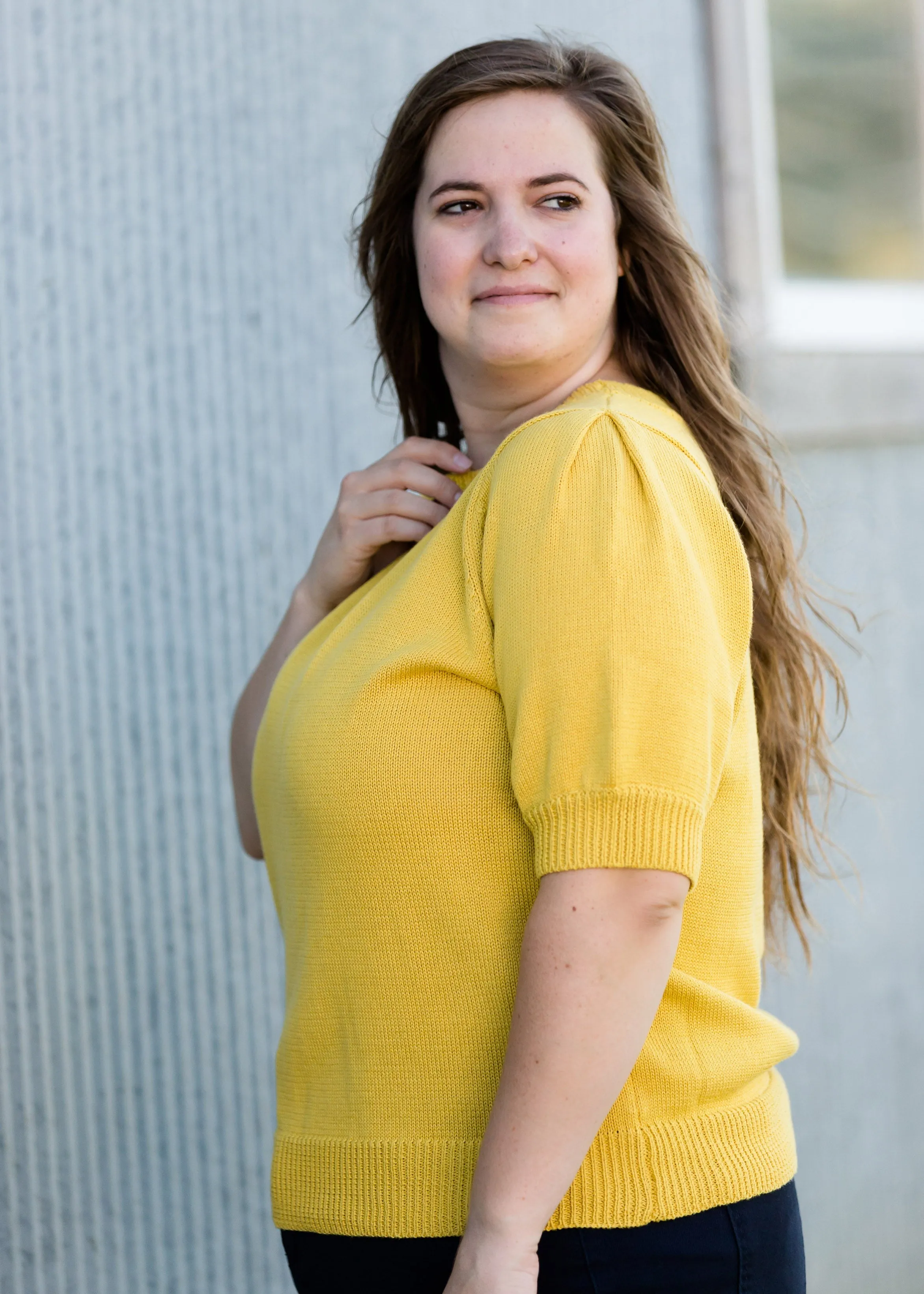 Mustard Crewneck Sweater Top - Clearance sale