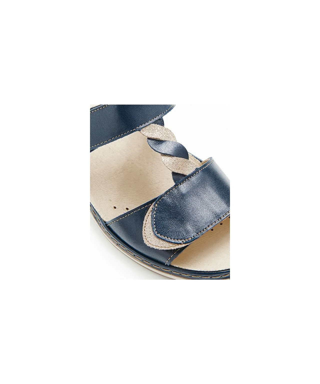 Navy Blue Leather Sandals for Men and Women