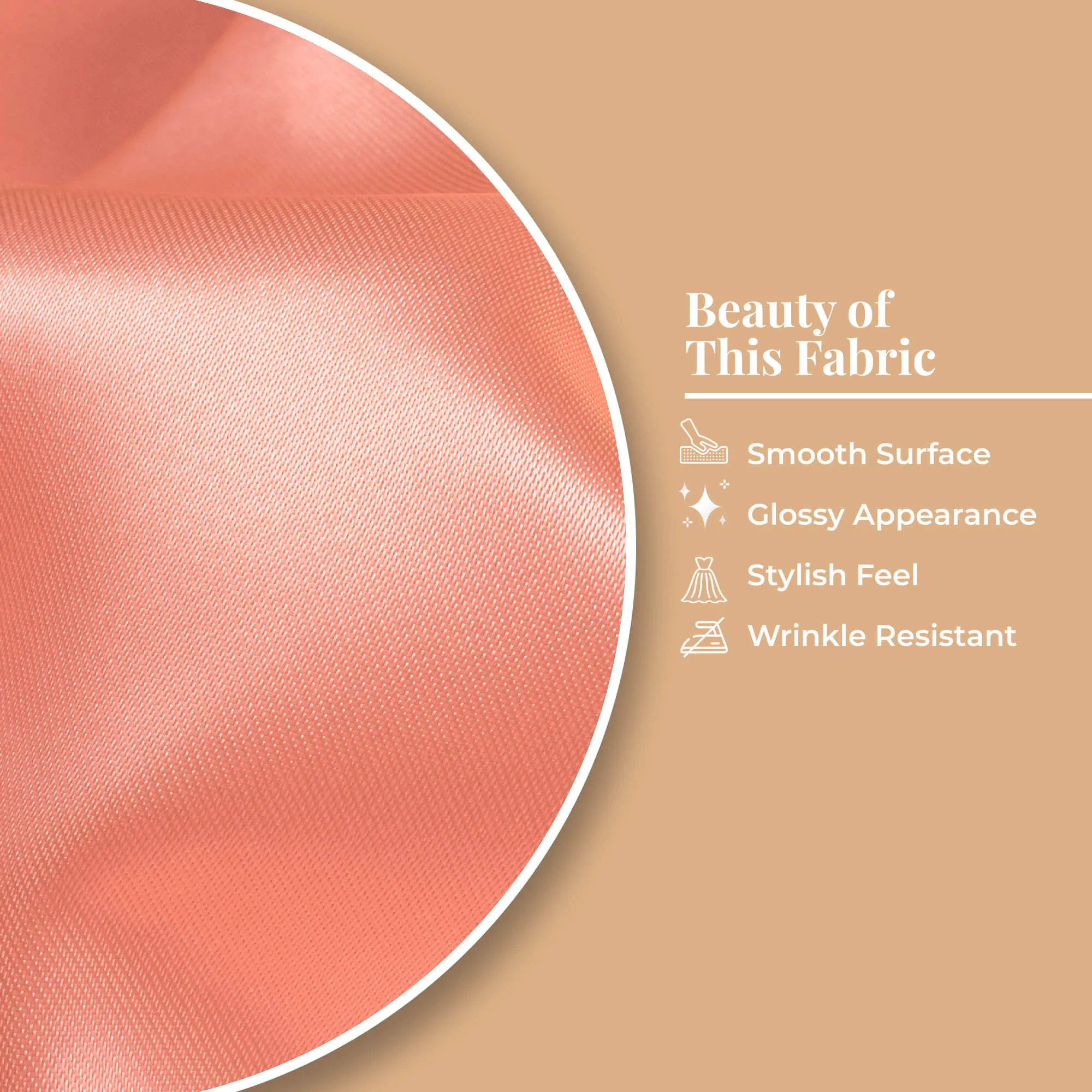 Neon Ultra Satin Fabric in Salmon Pink Color