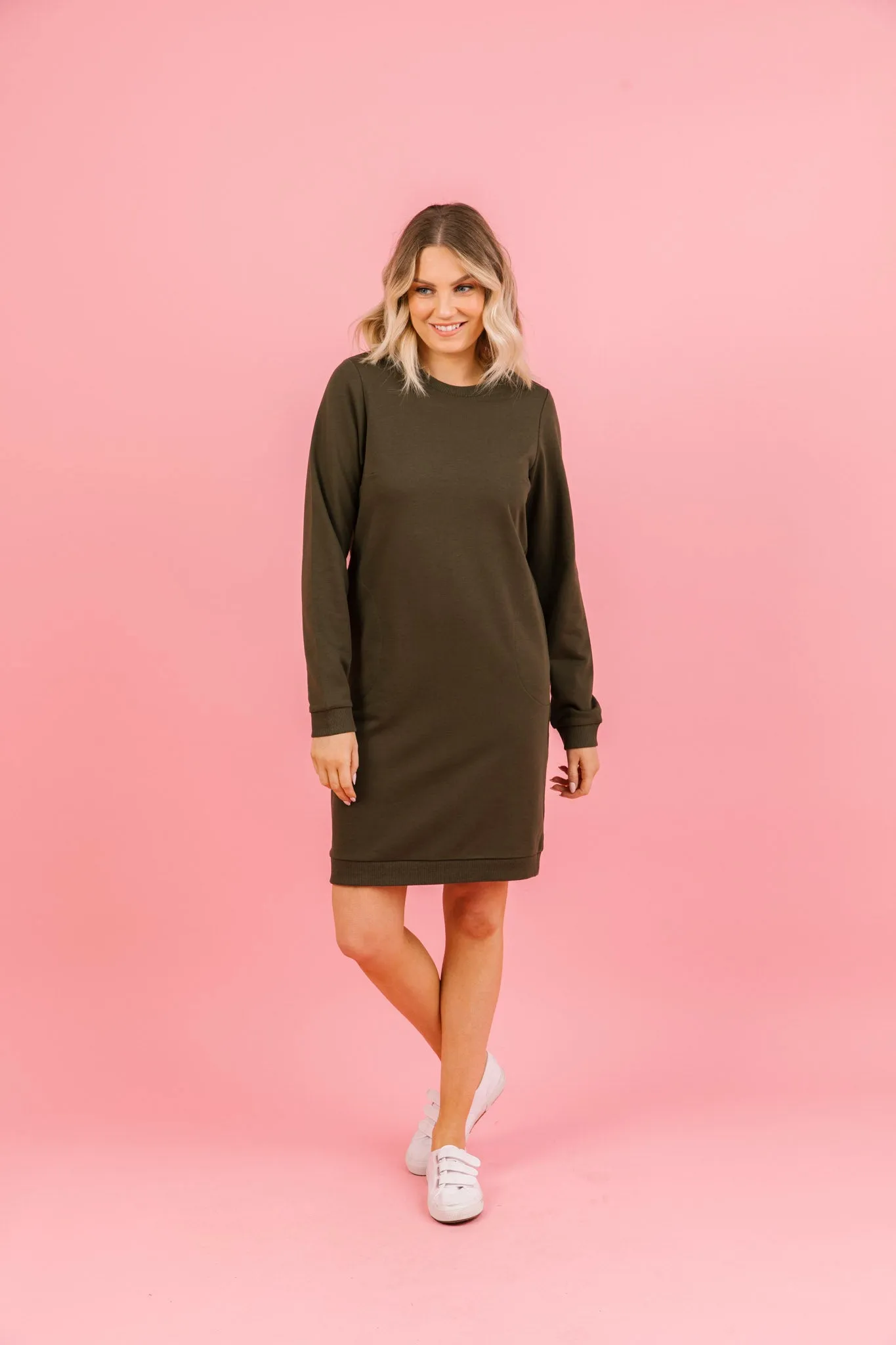 Olive Green Sweater Dress