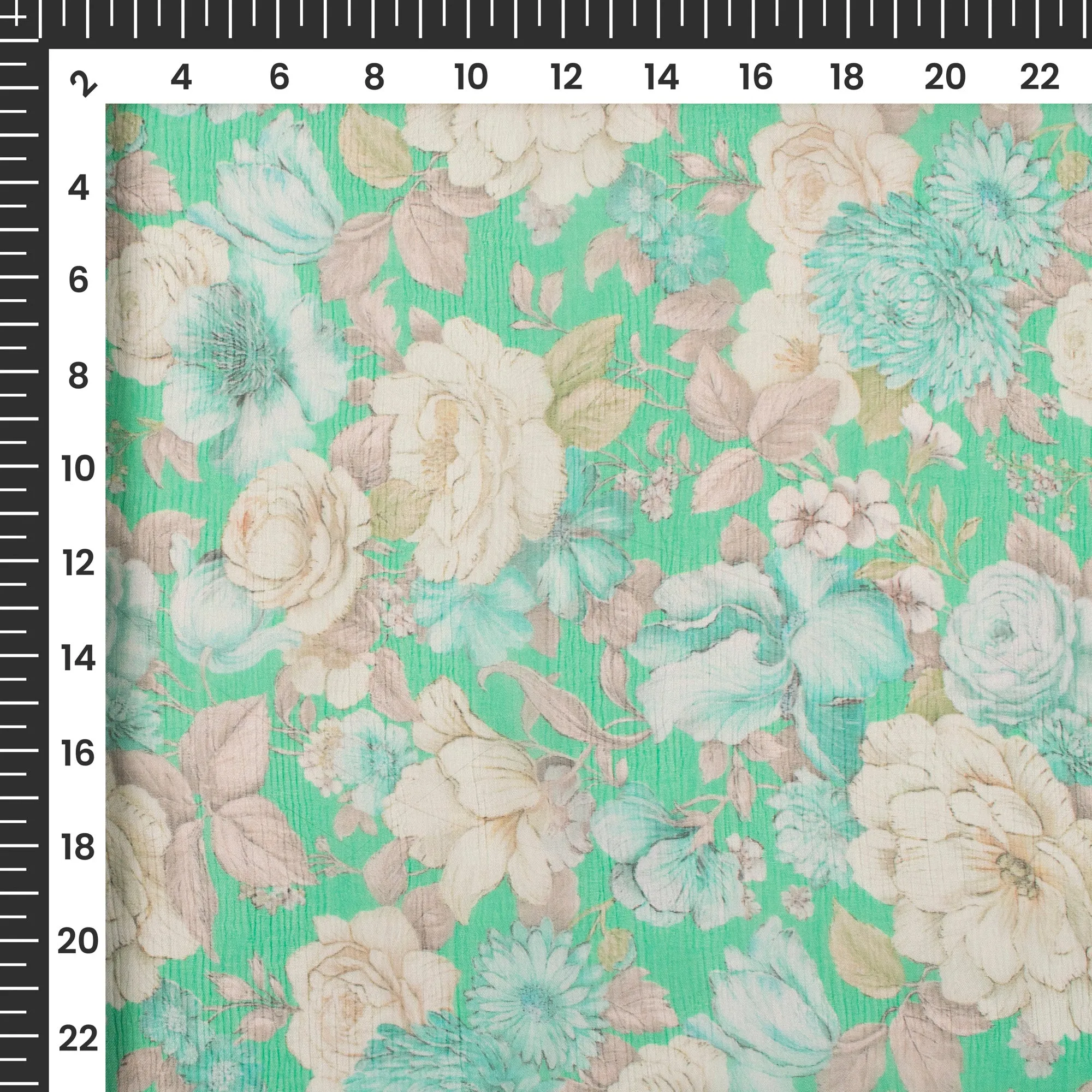 Opulent Bemberg Chiffon Fabric: luxurious digital print garden whisper