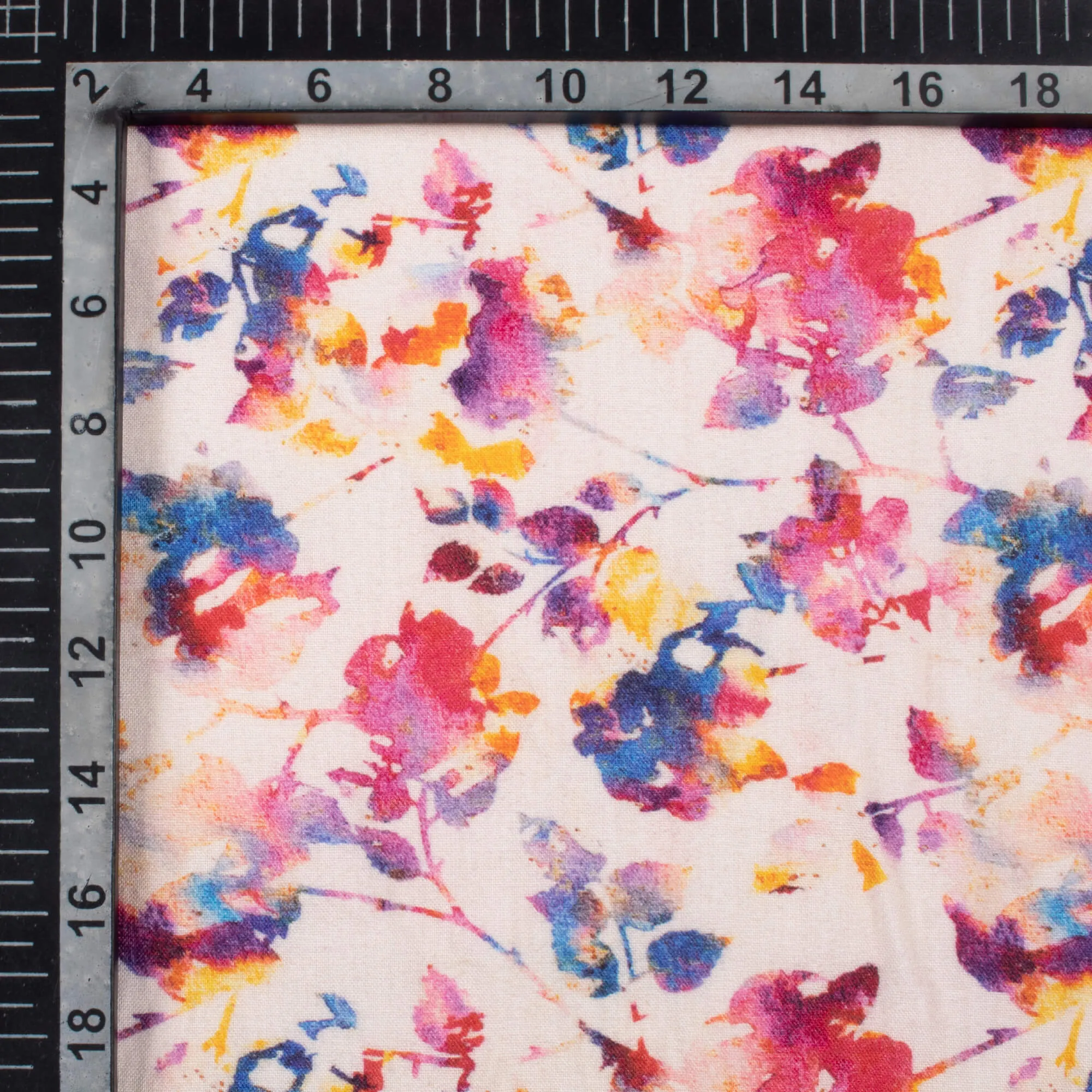 Pastel Pink and Sangria Purple Floral Pattern Rayon Fabric - Digital Print, Viscose Material - 58 Inches Width