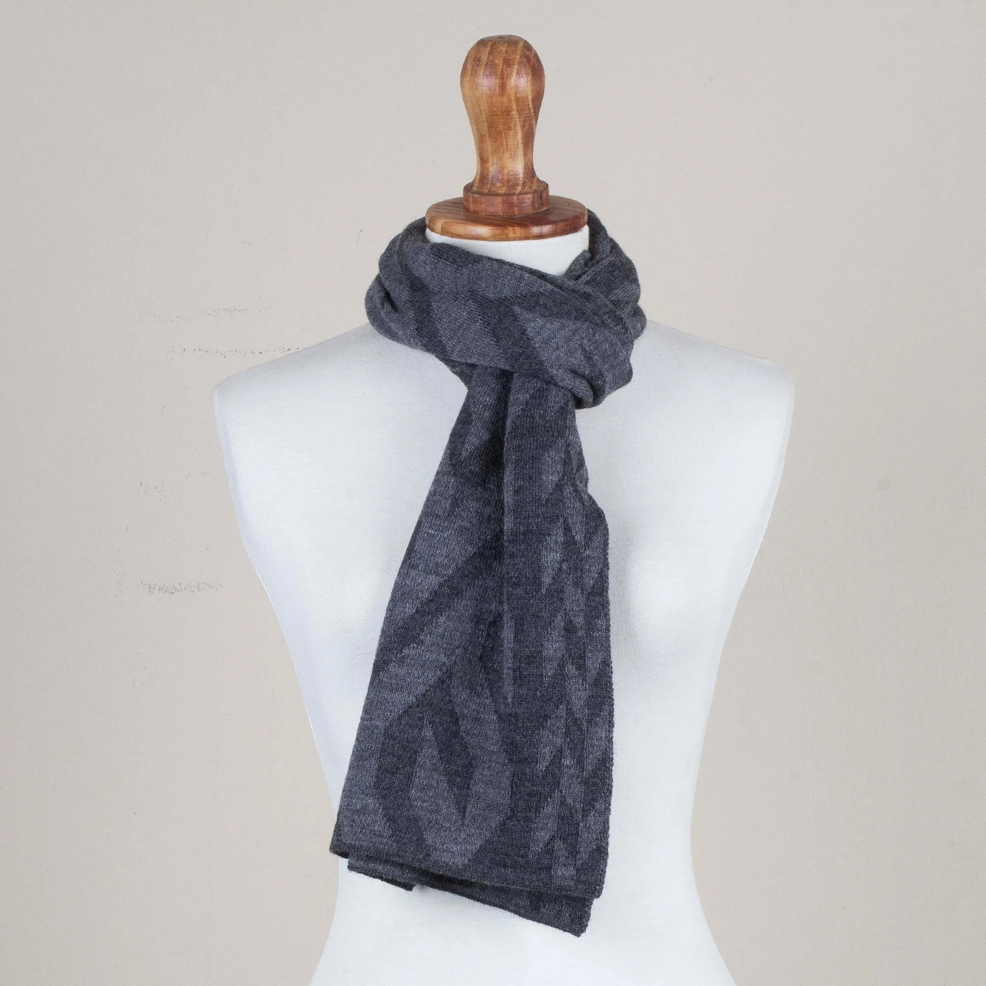 Peruvian Gray Alpaca Scarf with Mountain Scent in Dolphin Gray and Slate