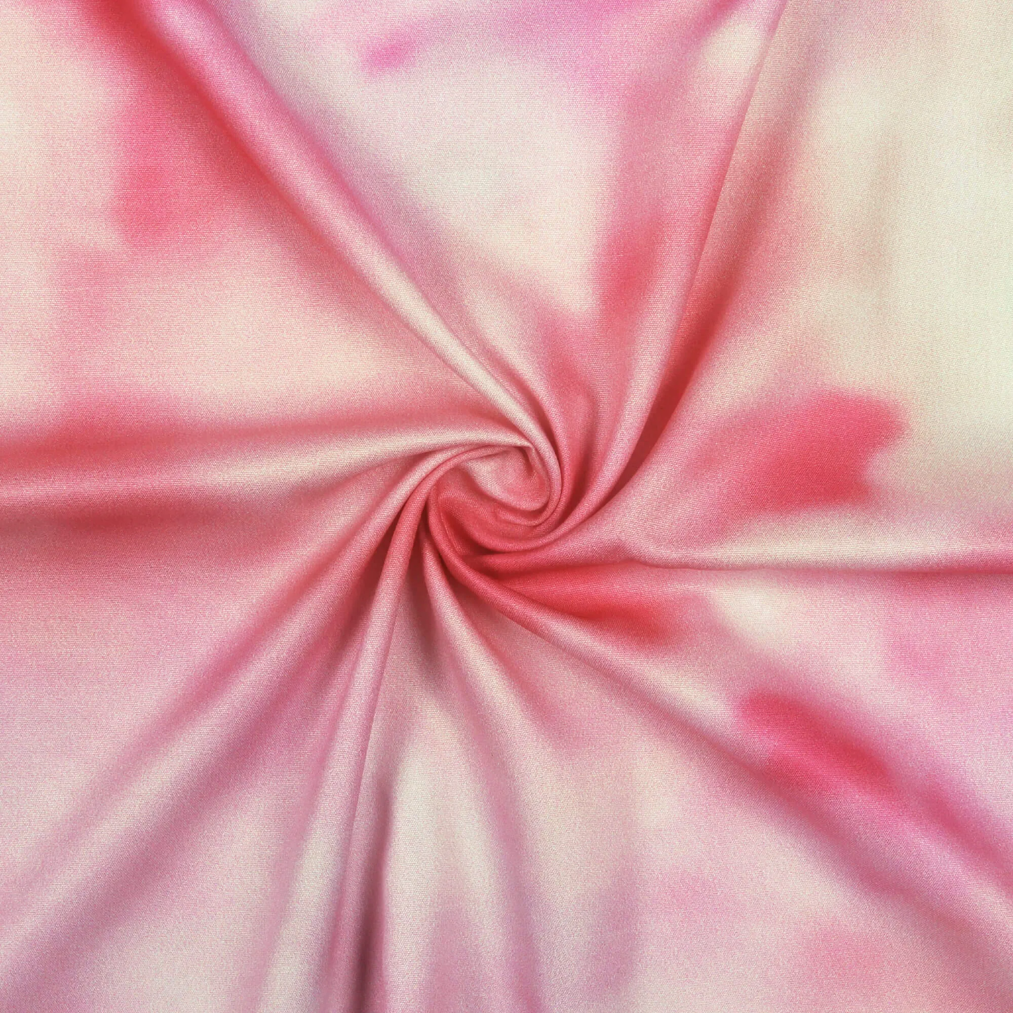 Pink Green Tie Dye Pattern Digital Print Poly Micro Crepe Fabric