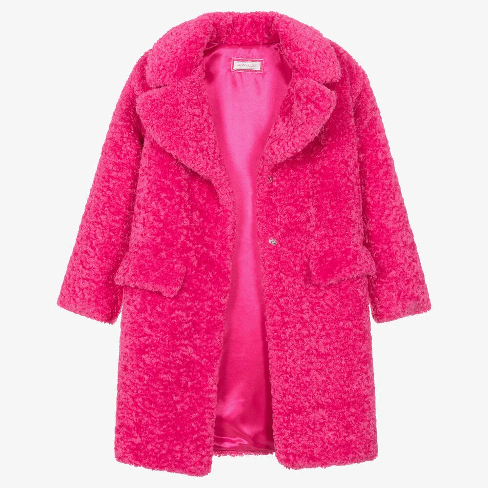 Pink Teddy Fleece Coat for Teen Girls