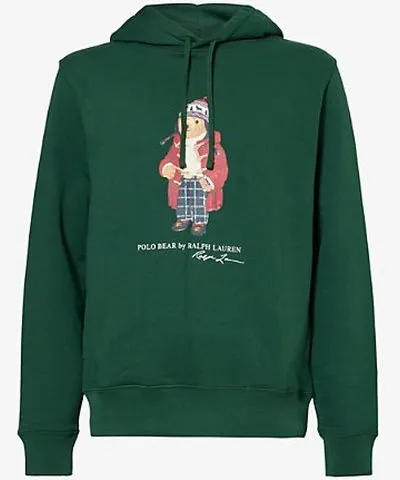 Polo Ralph Lauren Men's Vintage Pine Holiday Polo Bear-Print Regular-Fit Cotton-Blend Hoody