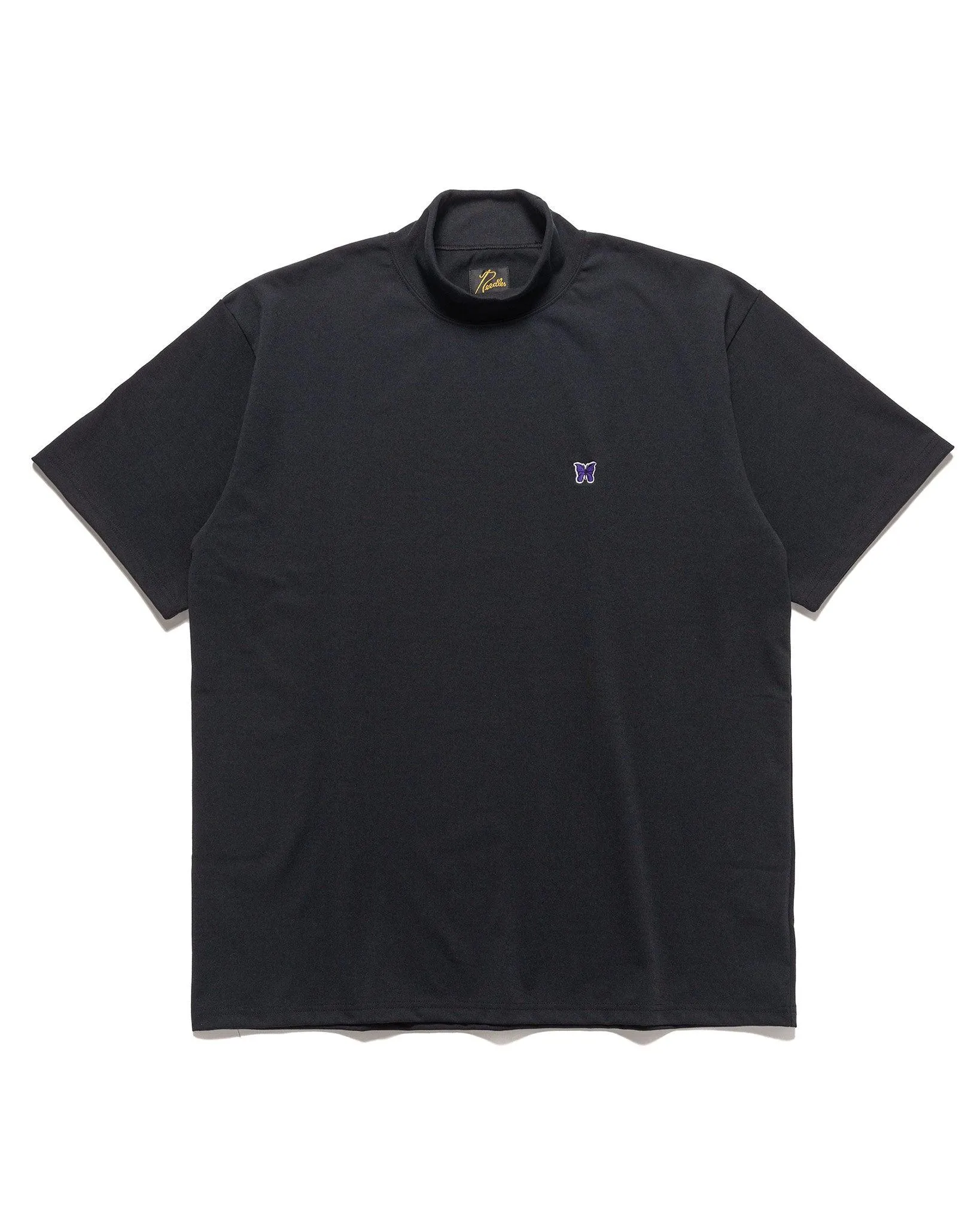 Poly Jersey Black Mock Neck T-Shirt - Shop Now