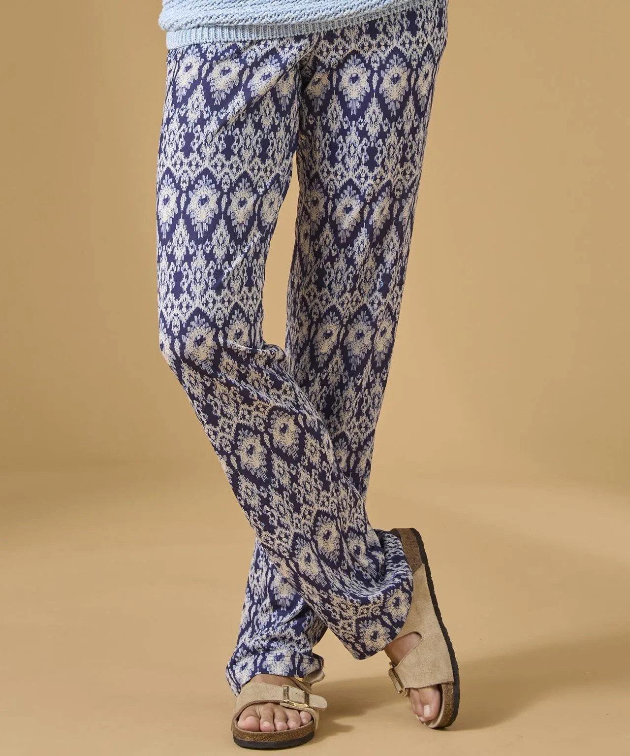 Print Jersey Tapered Leg Trousers