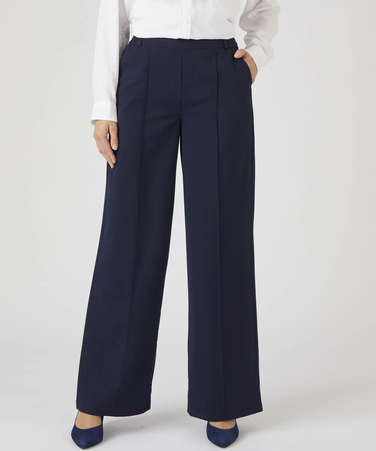 Pull-On Wide-Leg Trousers