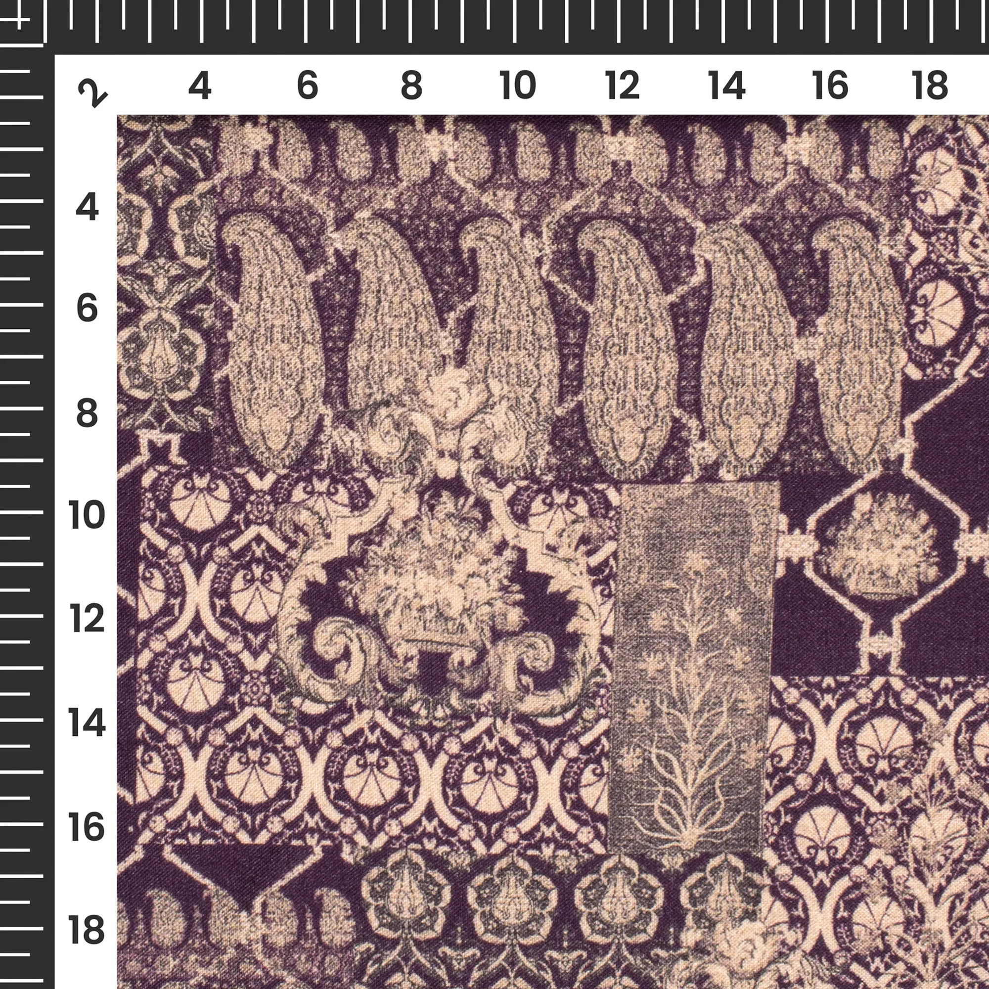 Purple Ethnic Digital Print Fabric - Viscose Rayon (58 Inches)