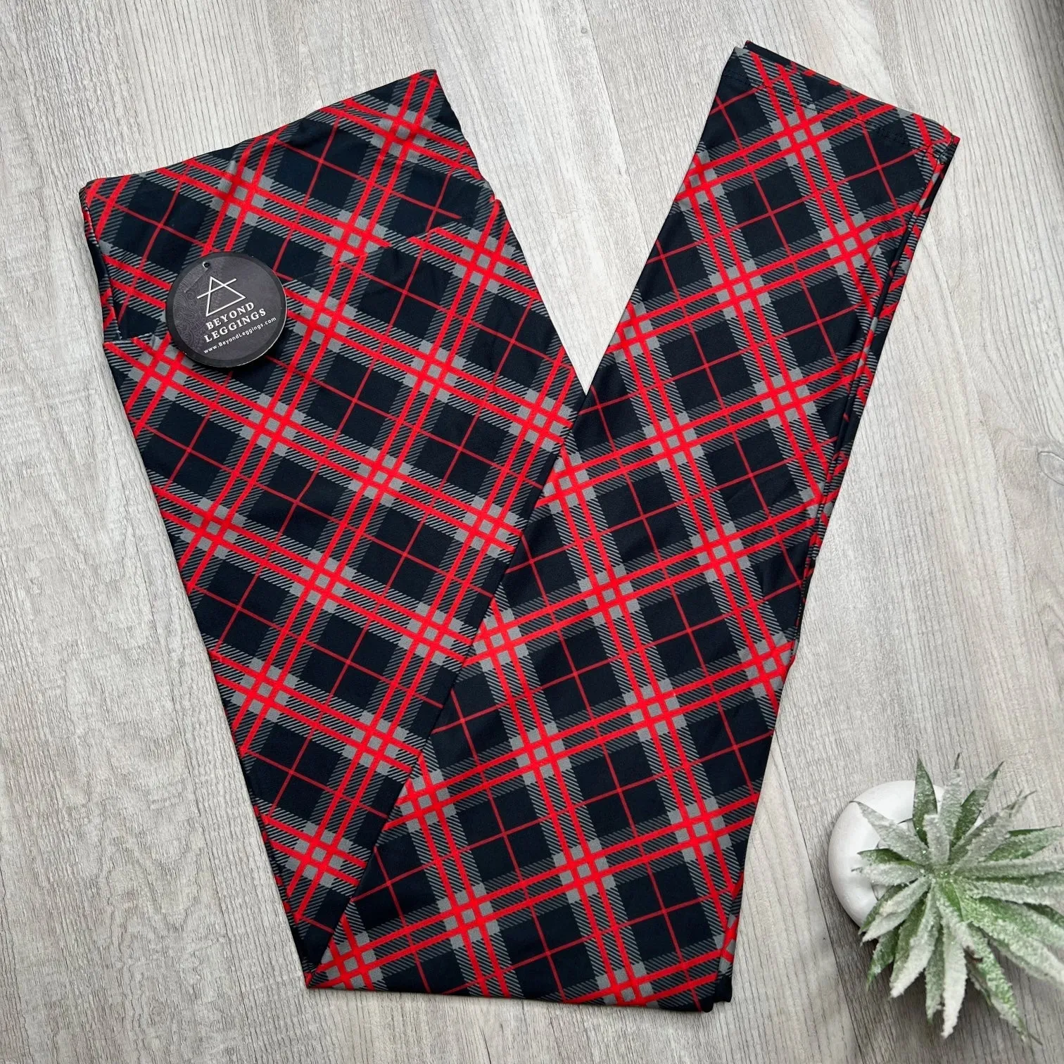 Red & Black Tartan Plaid Leggings