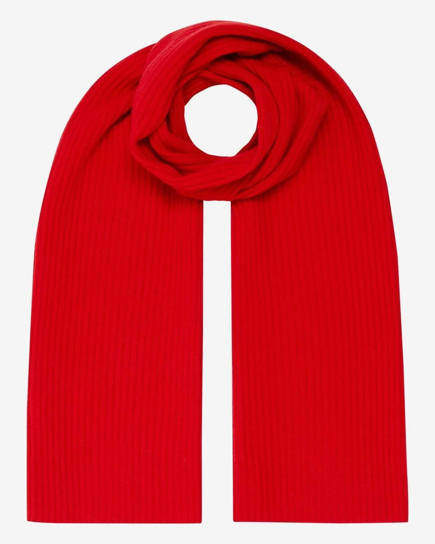 Red Cashmere Scarf - Unisex Short Ribbed