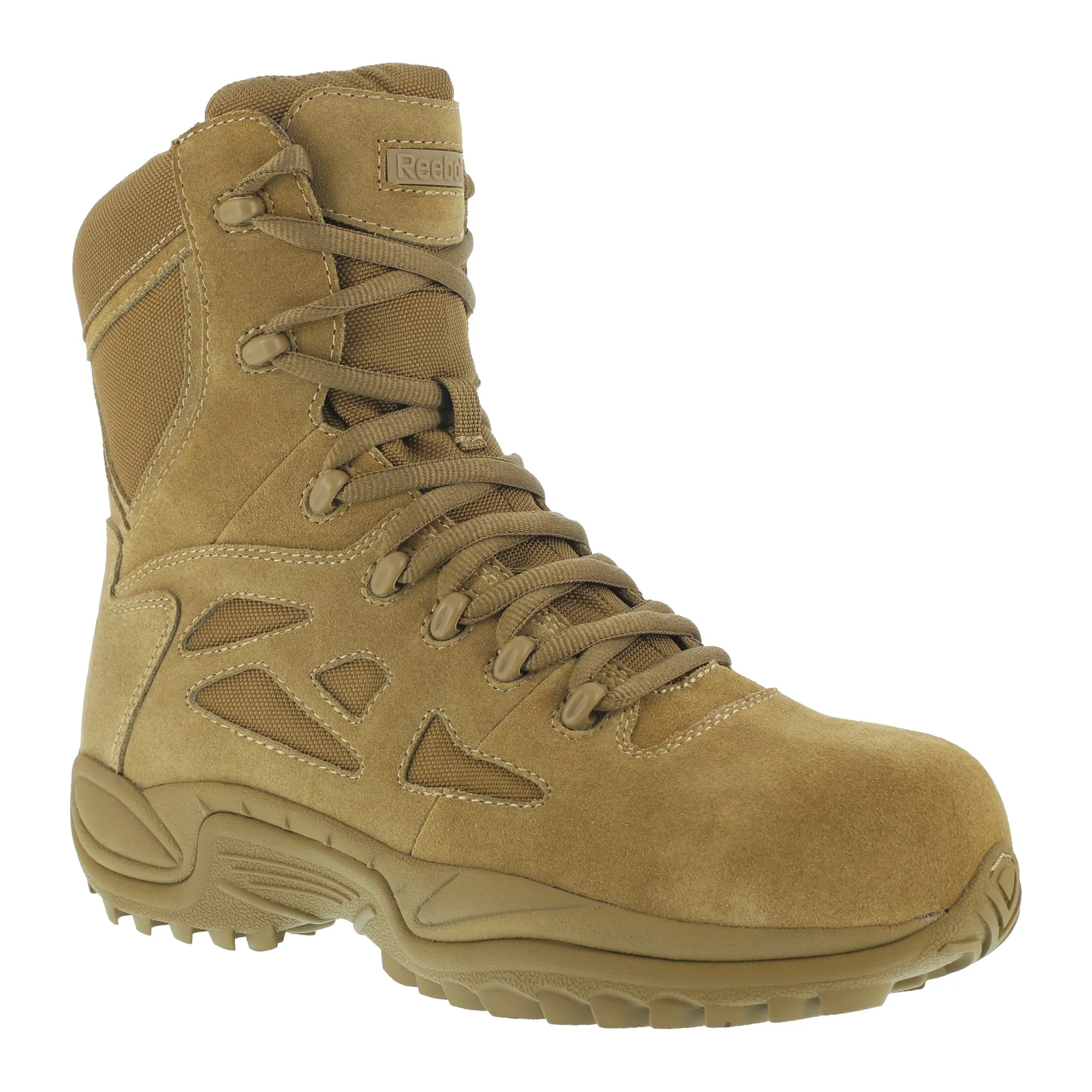 Reebok Men's Coyote Leather Tactical Boots Rapid Response 8 Stealth CT.