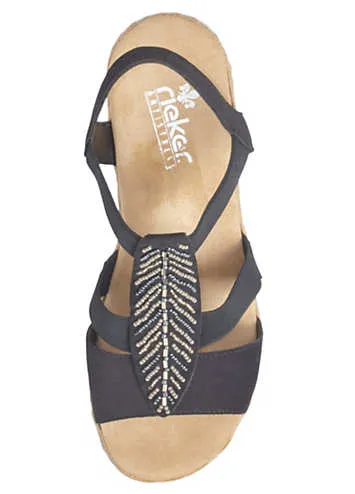 Rieker Bead Embellished Wedge Sandals at Kaleidoscope