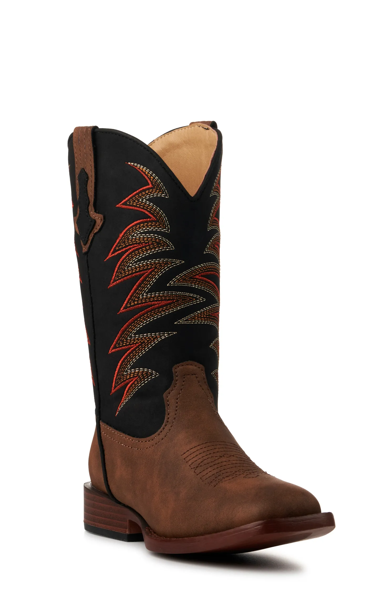 Roper Kids Tan Black Square Toe Cowboy Boots