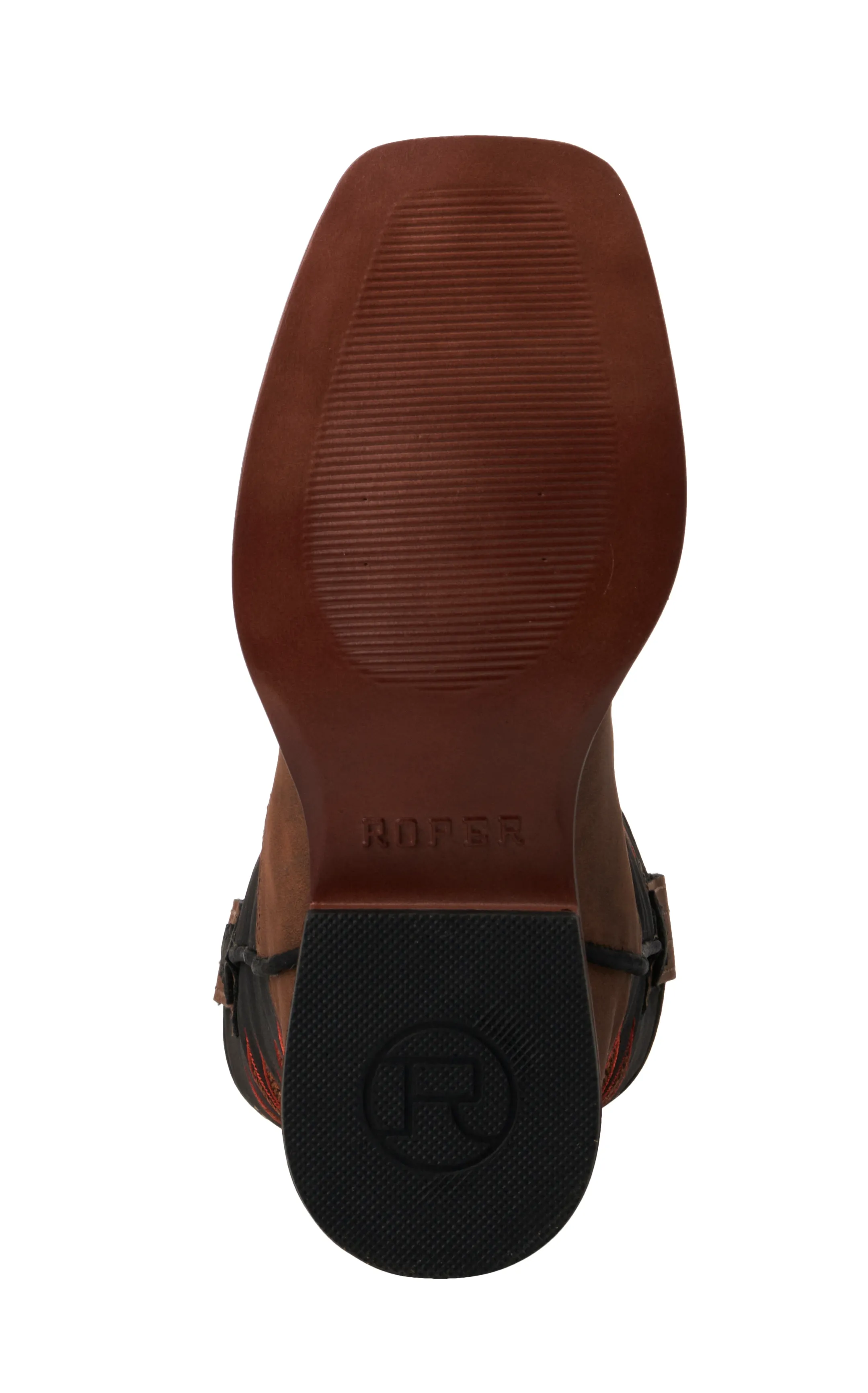 Roper Kids Tan Black Square Toe Cowboy Boots