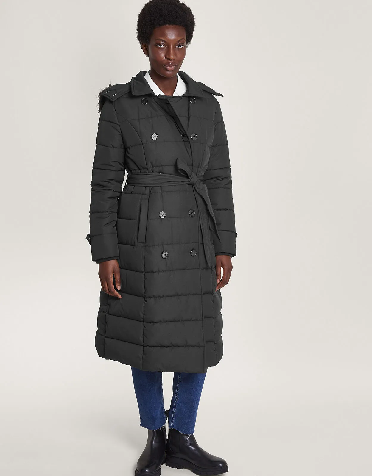 Black Padded Belted Coat by Roxy