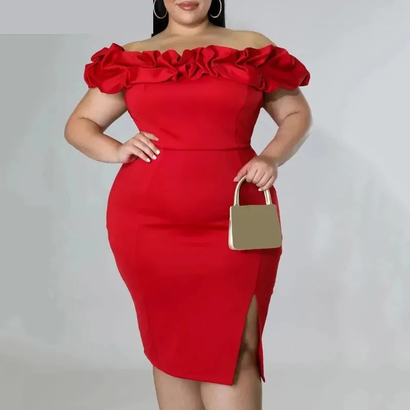 Ruffle Off-Shoulder Dress for Women's Summer Formal Occasions