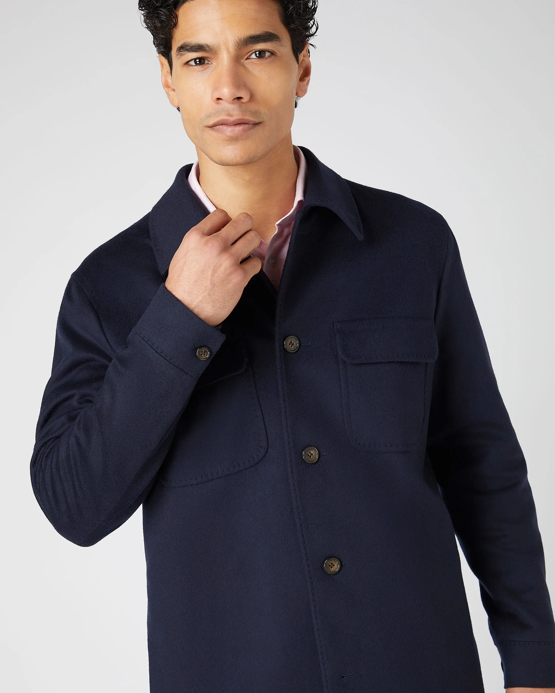 Scala Cashmere Men's Overshirt Navy Blue