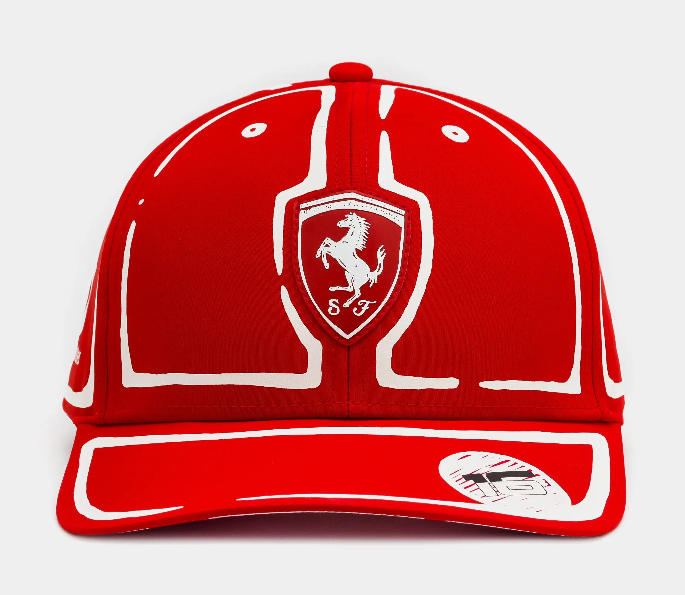 Scuderia Ferrari Charles Leclerc Red and White Cap - Joshua Vides Collaboration