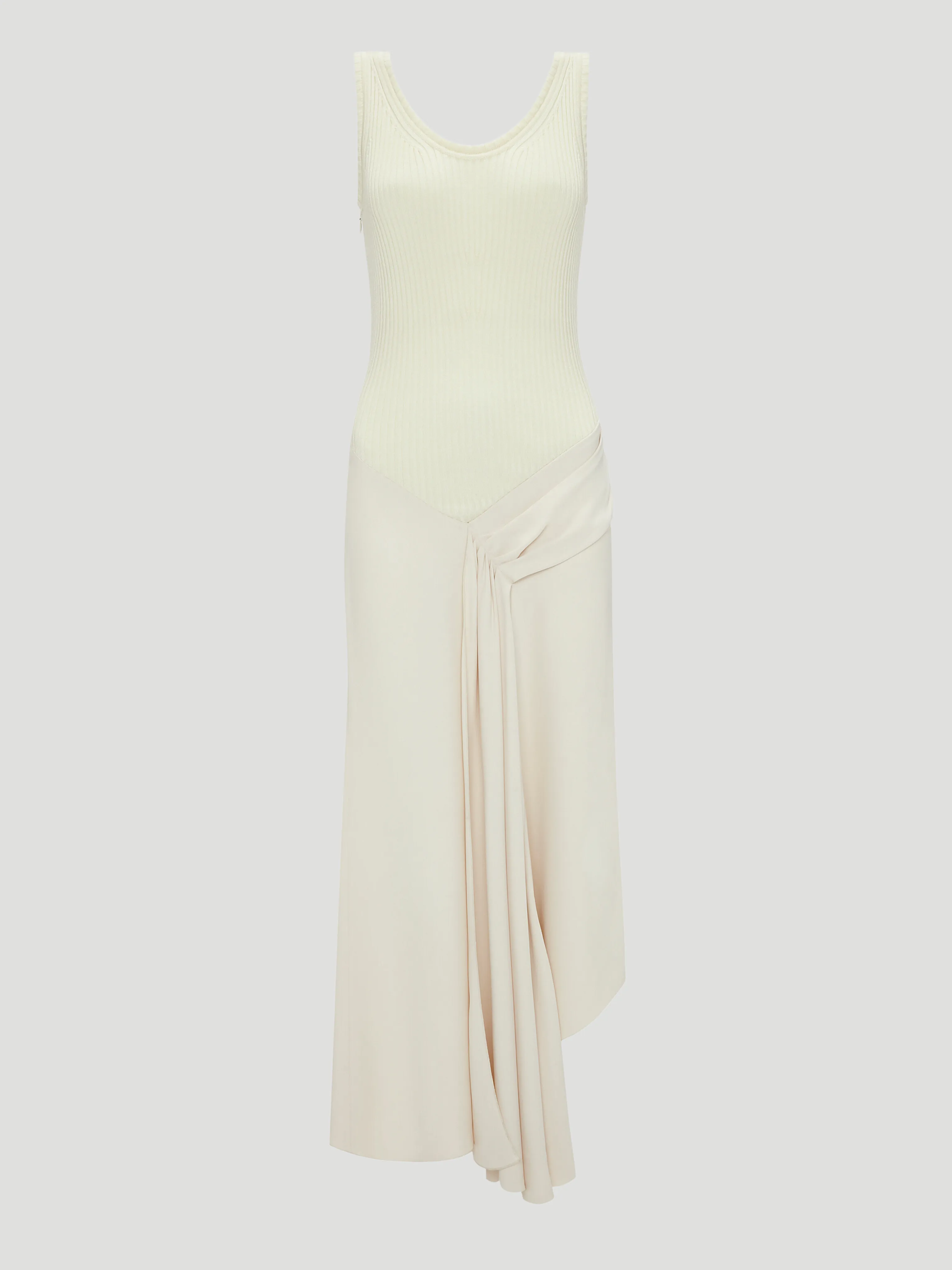 Sleeveless Tie Detail Cream Dress