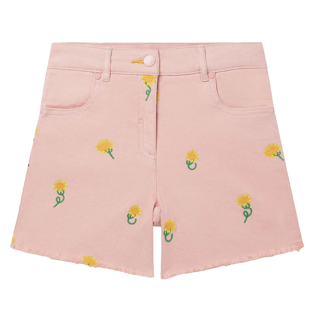 Stella McCartney Child Shorts Embroidered Sunflowers Pink