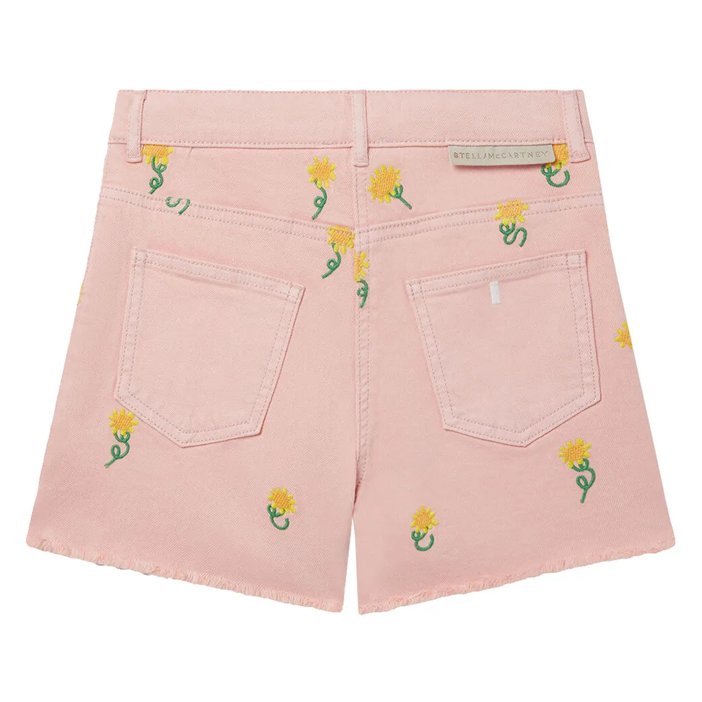 Stella McCartney Child Shorts Embroidered Sunflowers Pink