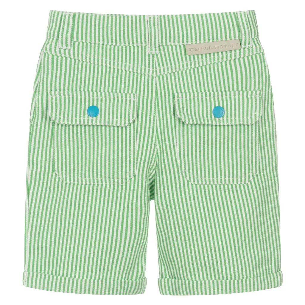 Stella McCartney Child Striped Shorts Sun Badge Green