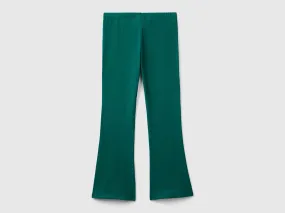 Stretch Cotton Dark Green Flared Leggings by Benetton