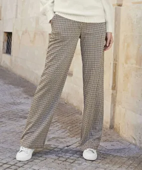 Stretchy Wide-leg Checkered Pants