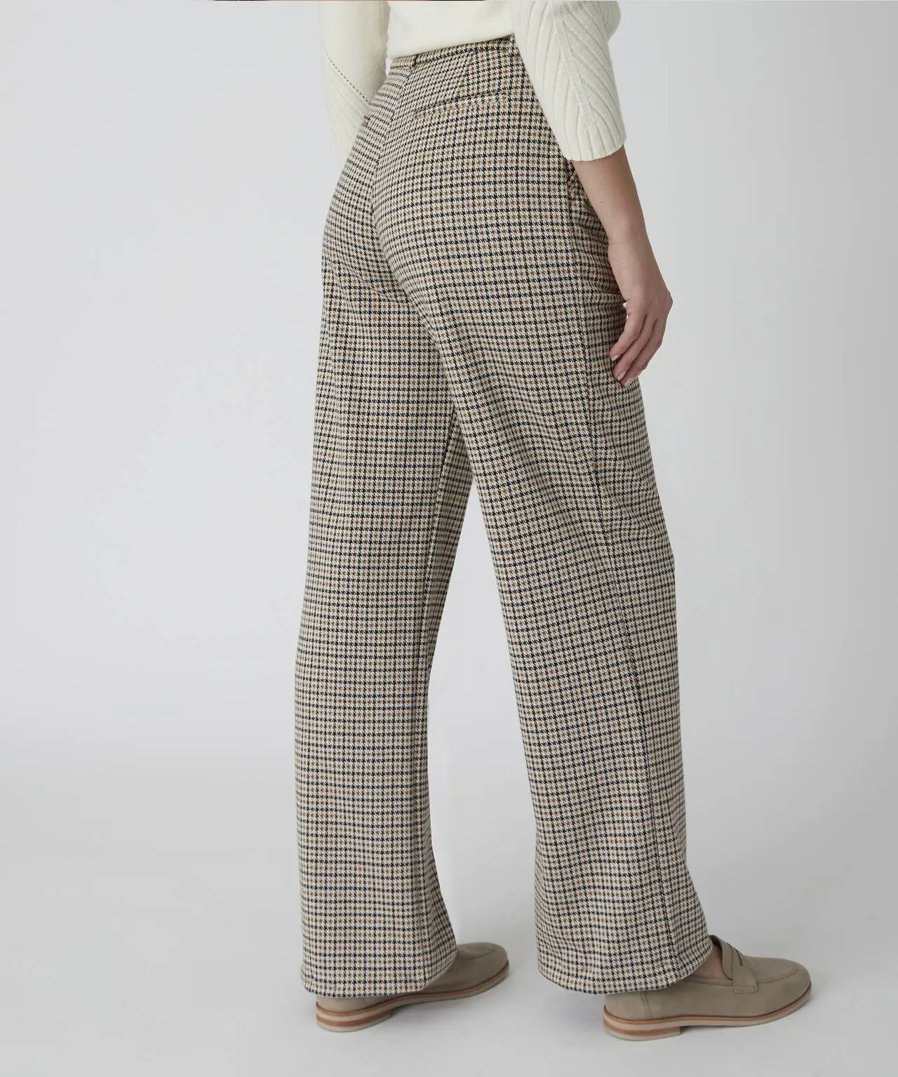 Stretchy Wide-leg Checkered Pants