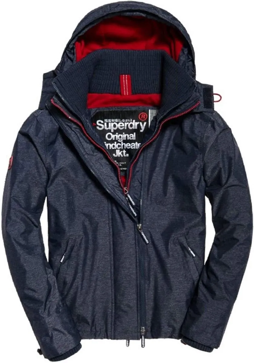 Superdry Arctic Windcheater Jacket in Indigo Marl and Deep Red