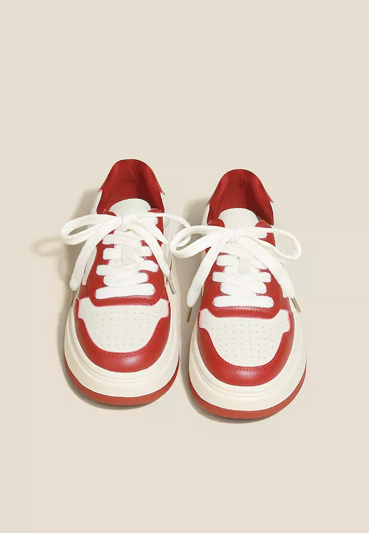 VANSA Color Block Cow Leather Platform Sneakers by Twenty Eight Shoes