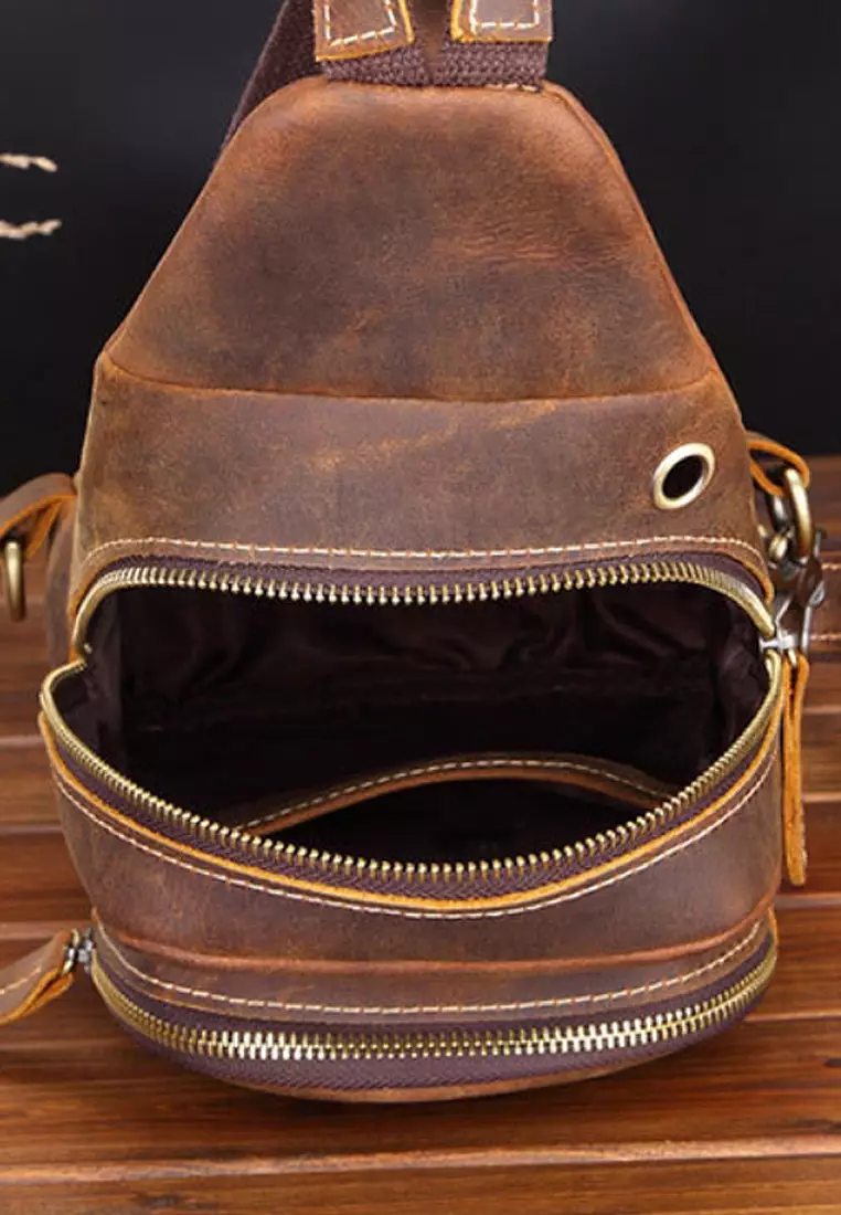 Vintage Crazy Horse Leather Chest Bag by Twenty Eight Shoes VANSA